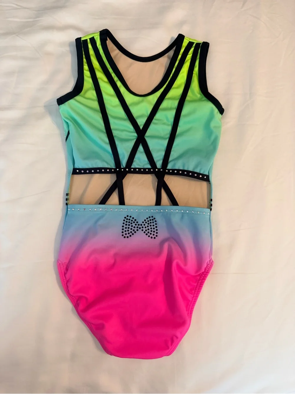 Girls' Gradient Tank Kids Leotard - Neon Green to Pink